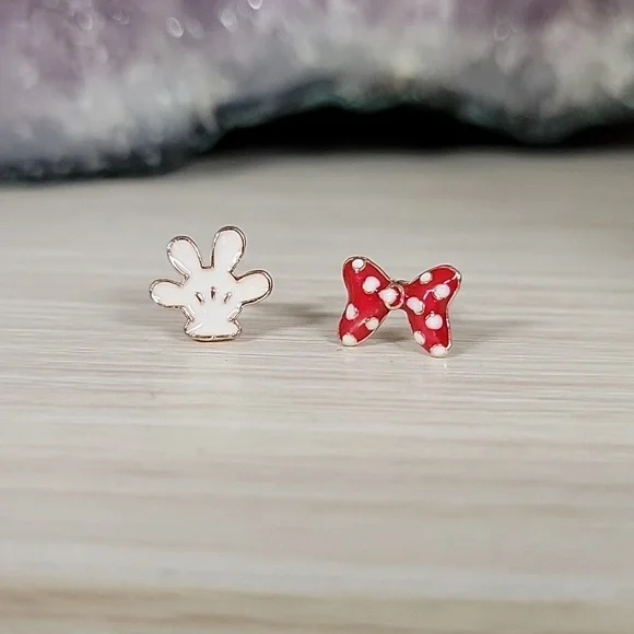 Mickey & Minnie Dainty Stud Earrings - Picture 1 of 7
